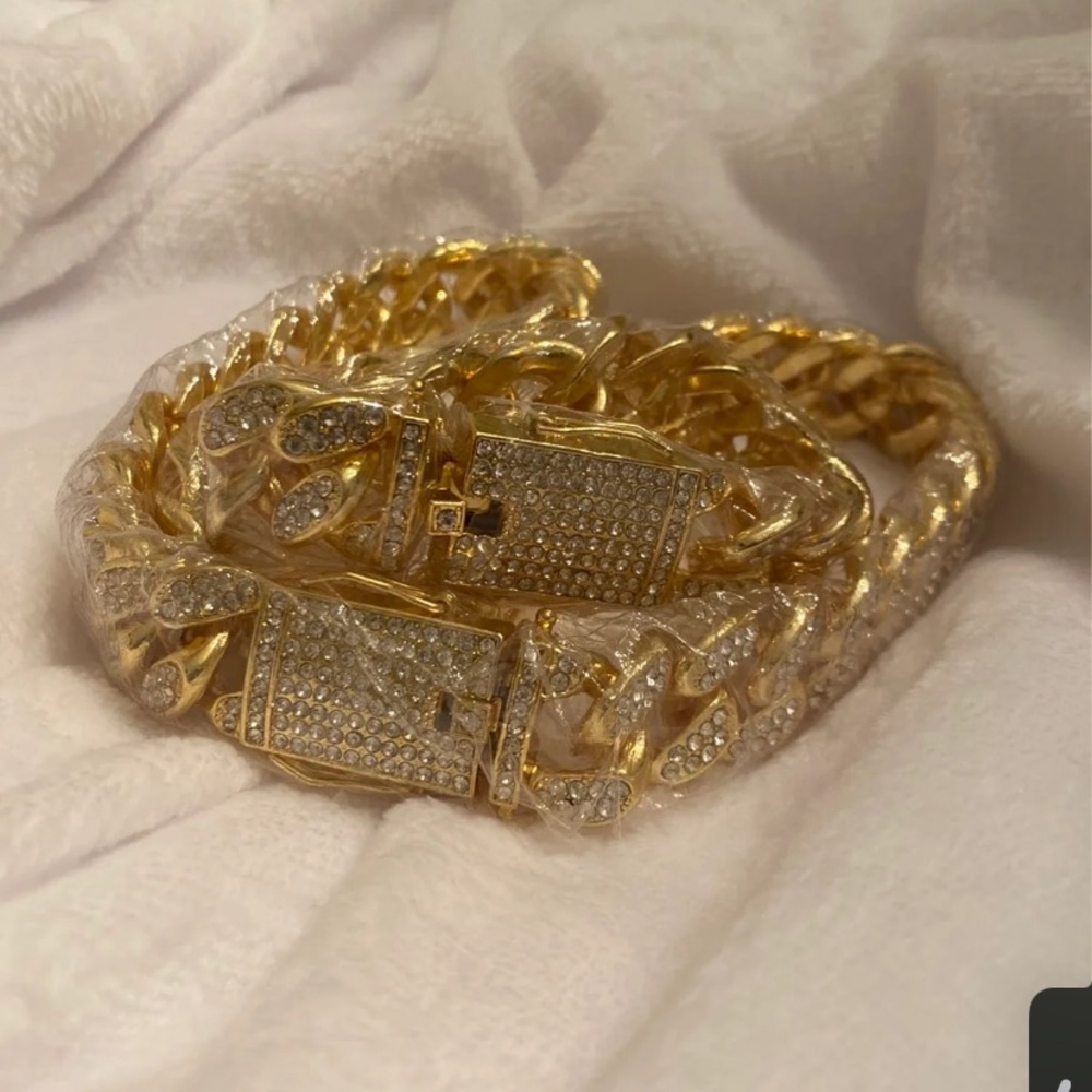 24k Cuban Chain and Bracelet